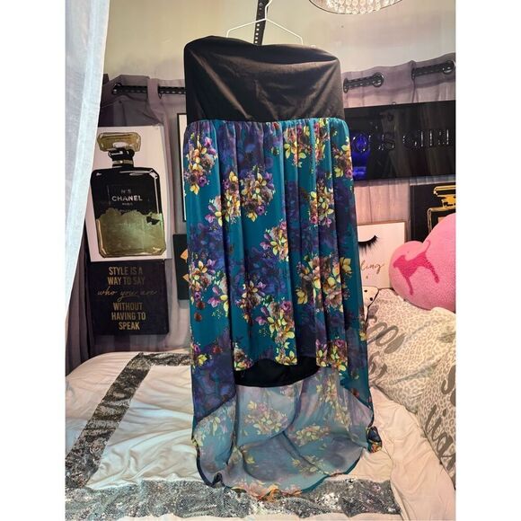 Torrid sz 20 2/3 floral teal hi low island midi sundress - Picture 1 of 5